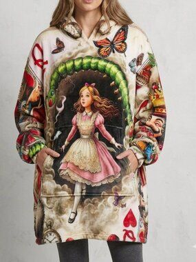 Conceptual Subculture Alice in Wonderland NWT Huge Cozy Blanket Hoodie OS Furry